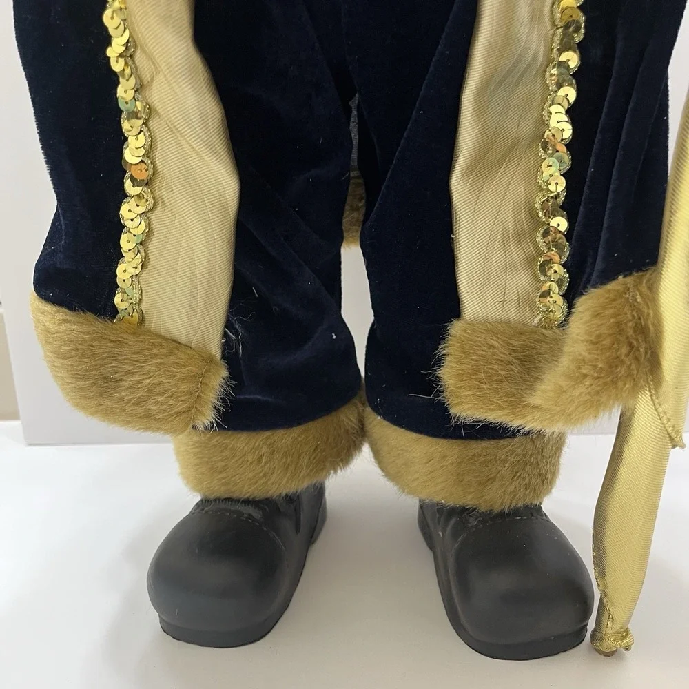 Blue & Gold Santa Figure Standing Large 28x12
